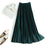 Elegant Solid Color Elastic High Waist Pleated A-Line Mid-Calf Skirts