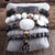 Enchanting 5pcs Multi Layer Semi-Precious Beaded Stone Bracelet Jewelry Set