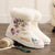 Ethnic Style Embroidered Winter Plush Fur with Zipper Side Ankle Boots