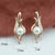 Flame Style Pearl with Zircon Flower Accent Drop Earrings