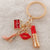 Flaming Red Lipstick Charm Enamel Keychain