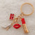 Flaming Red Lipstick Charm Enamel Keychain