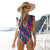 Flattering Floral Print Ruffled One Piece Summer Beach Swimsuits