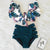 Floral Ruffled V-Neck High-Waisted Two Piece Bikini Swimsuit
