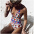 Floral and Paisley Low V Neckline Bikini Swimsuit
