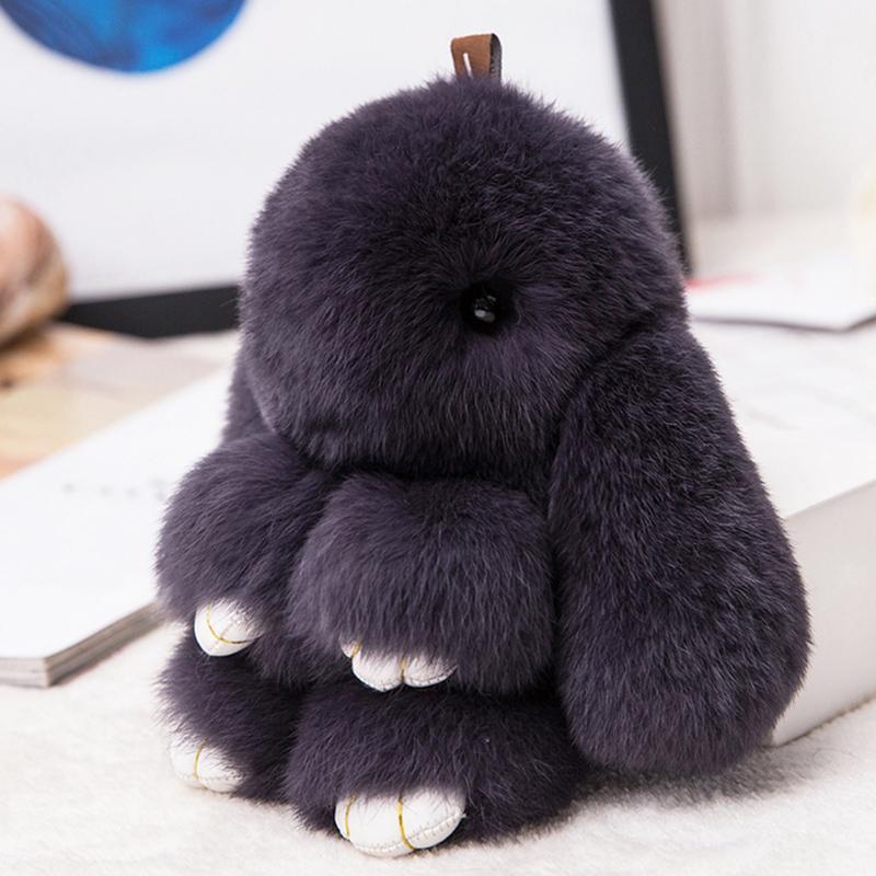 Song Qing Cute Bunny Keychain Soft Rabbit Fur Pompom Ball Fluffy