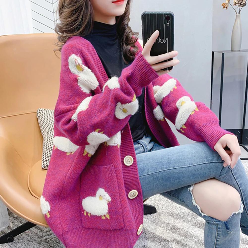 Fluffy Sheep Loose Knit Cardigan Sweater – Boots N Bags Heaven