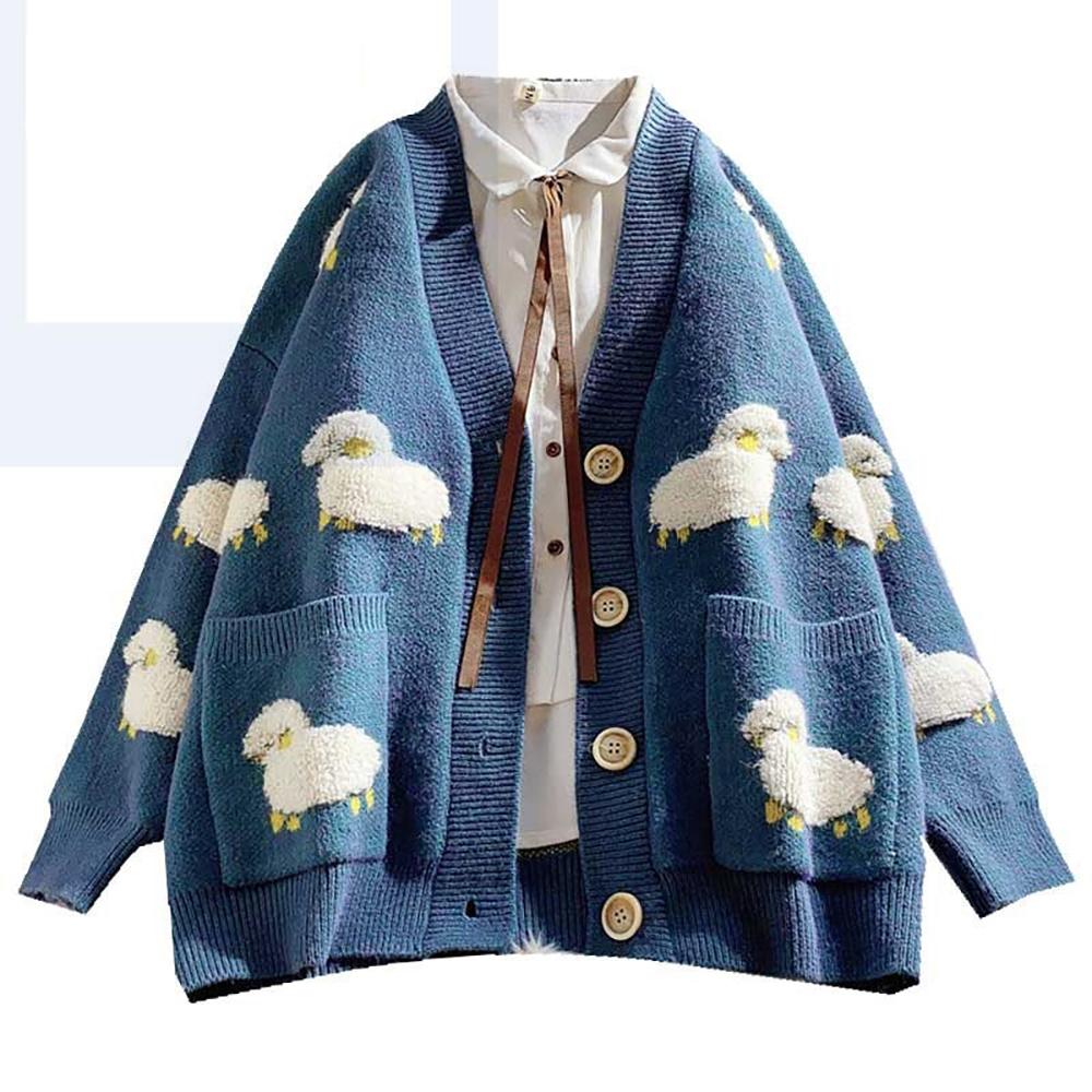 Fluffy Sheep Loose Knit Cardigan Sweater – Boots N Bags Heaven