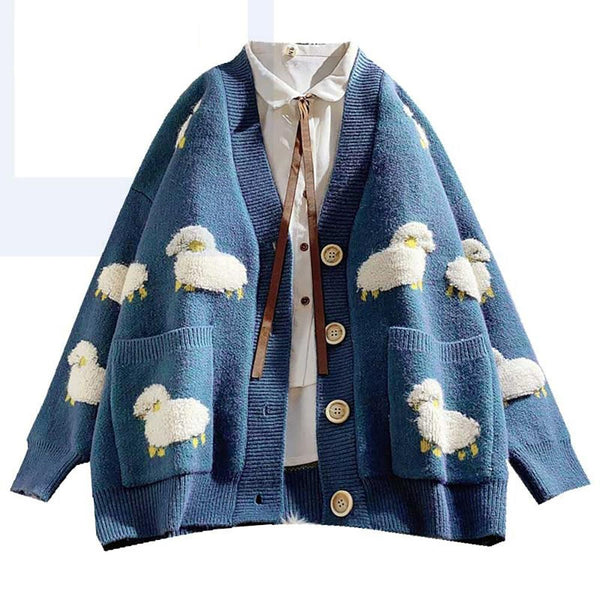 Fluffy Sheep Loose Knit Cardigan Sweater – Boots N Bags Heaven