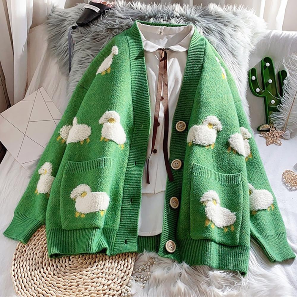 Fluffy Sheep Loose Knit Cardigan Sweater – Boots N Bags Heaven