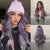 Glam Fashion Long and Bouncy Wavy Mixed Purple Gray Ombre Hair Wigs
