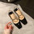 Glamorous Thick Heels Vegan Leather Rhinestones Sling Back Sandals