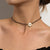 Glass Bead Chain with Flower Lock Choker Necklace