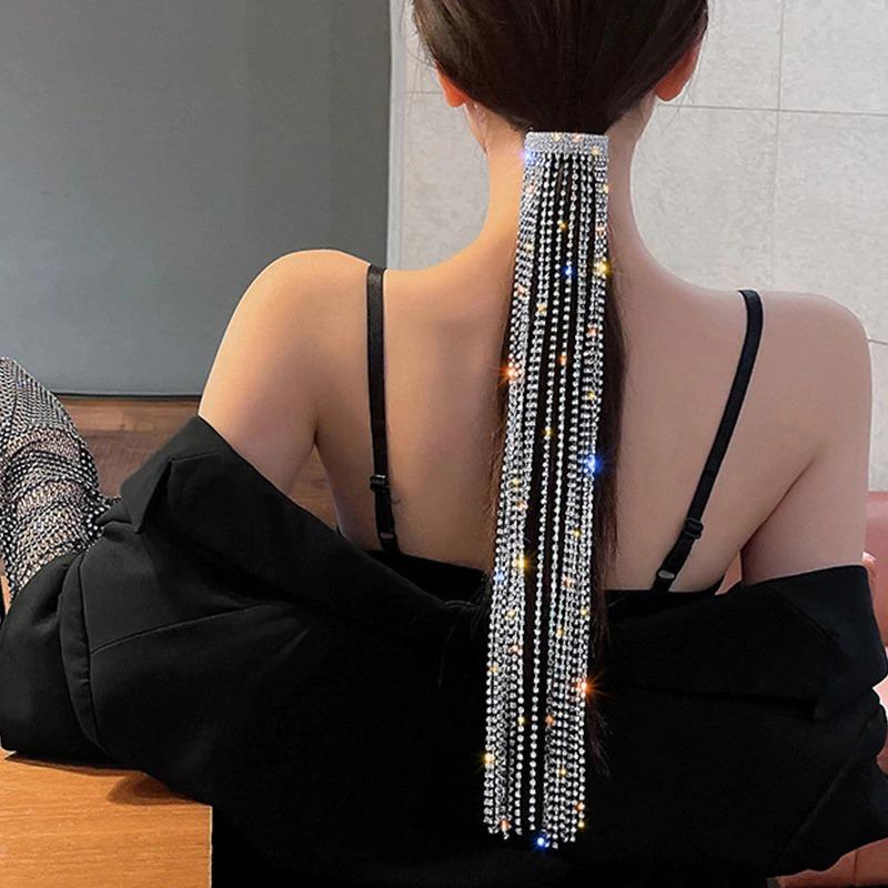 Gleaming Multi-strand Rhinestone Ponytail Long Tassel Hair  display picture 2