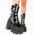 Gothic Platform with Cool Heart-Shaped Buckle Zip-up Vegan Leather Mid-Calf Boots