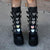 Gothic Platform with Cool Heart-Shaped Buckle Zip-up Vegan Leather Mid-Calf Boots