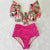 High Waist Tropical Print Ruffle Bikini Swimwear
