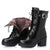 High-heeled Buckle Lace-up Vegan Leather Winter Boots