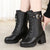 High-heeled Buckle Lace-up Vegan Leather Winter Boots
