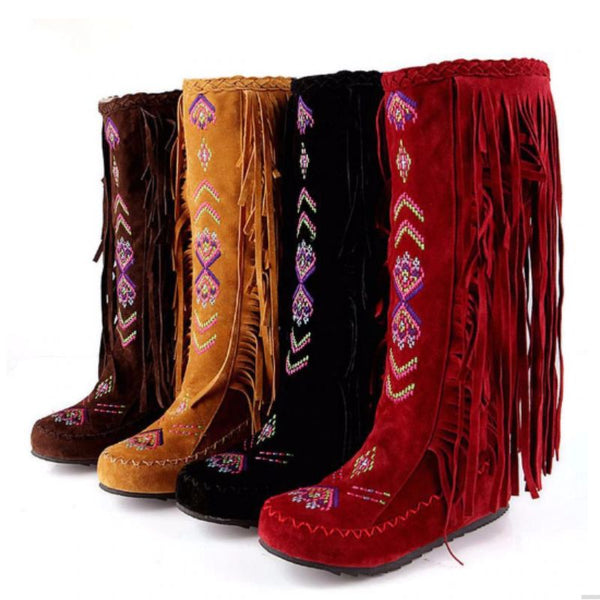 Knee High Native American Moccasin Boots Boots N Bags Heaven