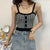 Korean Fashion Summer Sleeveless Plaid Crop Top