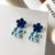 Korean Style Geometric Blue Statement Earrings Collection