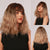 Medium Length Curly and Wavy Ombre Blonde Hair Wigs with Bangs