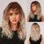 Medium Length Curly and Wavy Ombre Blonde Hair Wigs with Bangs