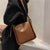 Large-Capacity Soft Vegan Leather Wide Strap Bucket Style Cross-body Shoulder Bags