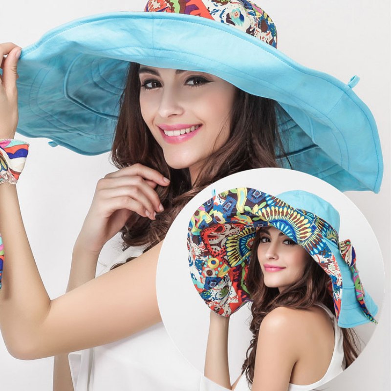 Large Retro and Colorful Reversible Summer Beach Hat – Boots N