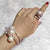 Layered Rhinestone Pearl Bangle Bracelet with Ring Set