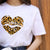 Leopard Heart Print Stylish Graphic T-Shirt