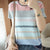 Loose-Fitting Color-Blocked Striped Pattern Knitted Tops