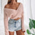 Loose-fitting Knitted V-Neck Cropped Top Sweater