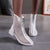 Lush Zipper Front Square Heel Chic Mesh Boots