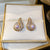 Lustrous Natural Freshwater Pearl and Rhinestone Flower Dangle Earrings
