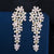 Lustrous Zircon Flower Long Drop Fashion Statement Earrings