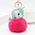 Majestic Fluffy Colorful Unicorn Pompom Keychain