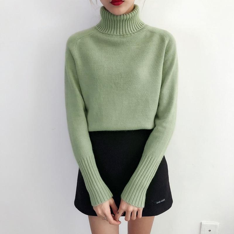 HIGH 売れ筋商品|||ハイ ニット&セーター アウター レディース Turtlenecks Green Womens Sweaters Plus Size Turtleneck Long Sleeves Casual