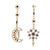 Moon and Star Rhinestone Long Chain Tassel Earrings
