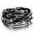 Multi-Layer Beaded Leather Wrap Bracelet With Crystal Metal Charm