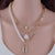 Multi-Layer Pearl, Lock and Heart Necklace
