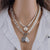 Multi-Layer Pearl, Lock and Heart Necklace