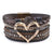 Multi-layer Braided Vegan Leather Wrap Bracelets with Metal Love Heart Charm