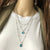 Multi-layer Square Rhinestone Charm with Beads Chain Long Necklaces