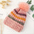 Multicolor Double Layer Knitted Pom Pom Winter Beanie Hats