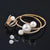Multilayer Rhinestone Pearl Bangle Bracelet with Ring Set