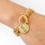 Multilayer Thick Chain with Portrait Coin and Safety Pin Charm Bracelets
