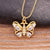 Fluttering Colorful Rhinestone Encrusted Butterfly Pendant Necklaces