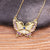 Fluttering Colorful Rhinestone Encrusted Butterfly Pendant Necklaces